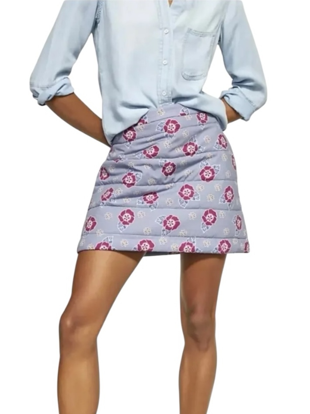 NWT Carleen Anthropologie Floral Quilted Mini Skirt Medium Made USA Cottagecore